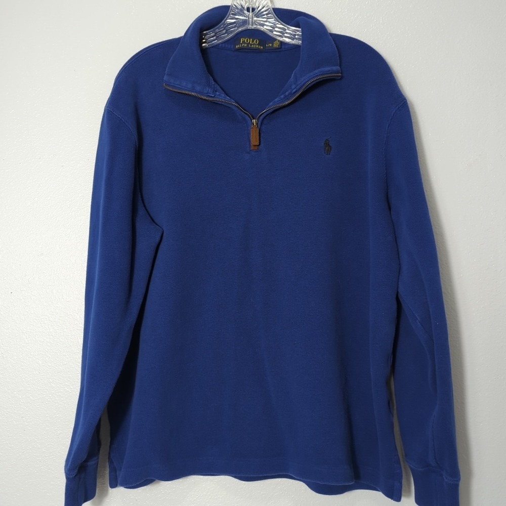 Polo Ralph Lauren Sweater Mens Size Large Royal Blue Long Sleeve 100% Cotton 151